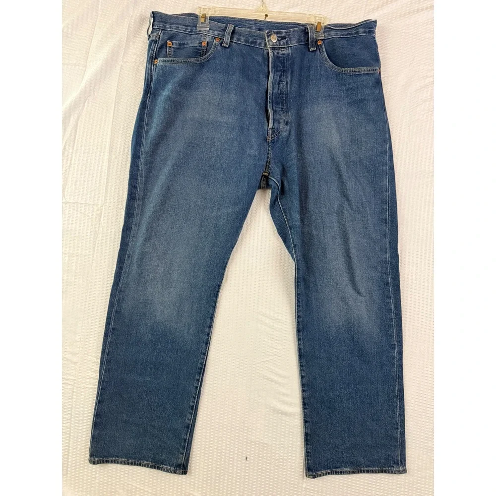Levis 501 Original Fit Mens Jeans 40x30 Medium Wash Blue Straight Leg Button Fly